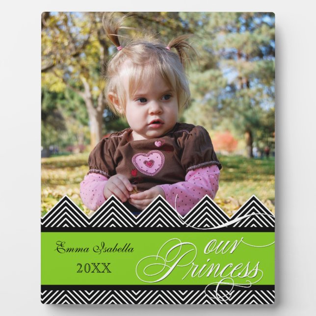 New Baby Zig Zag Chevron Modern Personalized Photo Plaque (Front)