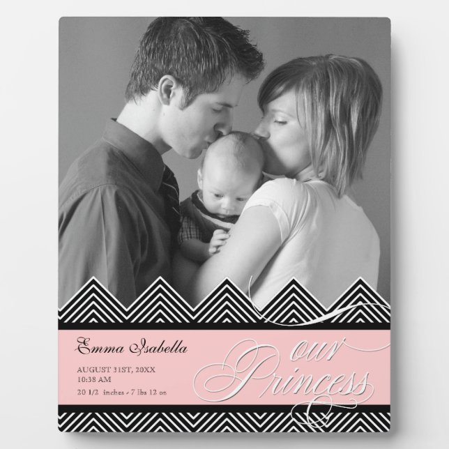 New Baby Zig Zag Chevron Modern Personalized Photo Plaque (Front)