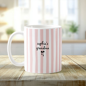 New Baby's Grandma Custom Name Blush Pink Stripes Coffee Mug