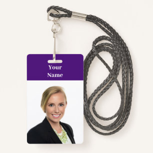 NEW! Badge - Vertical With Lanyard -Custom Purple