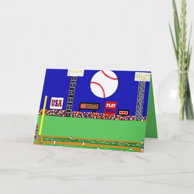 New Baseball Sports Art Blank Card or Invitation (Front)