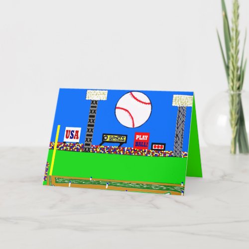 New Baseball Sports Art Blank Card or Invitation