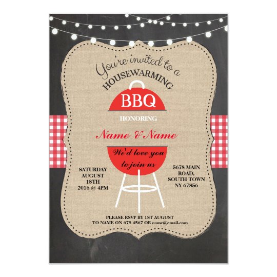New BBQ Home Sweet HouseWarming Chalk Board Invite