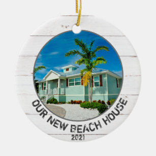 New Beach House Home Photo With Year  Ceramic Ornament