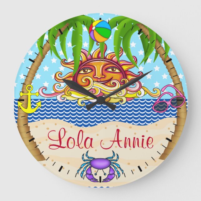 New Beach Sun Ocean Wall Clock 4 - SRF (Front)