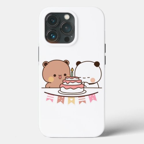 new bear and panda bubu dudu couple iPhone 13 pro case