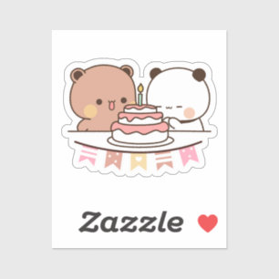 new bear and panda bubu dudu couple sticker