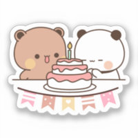 Dudu Bubu Bear And Panda Sticker - Dudu Bubu Bear And Panda