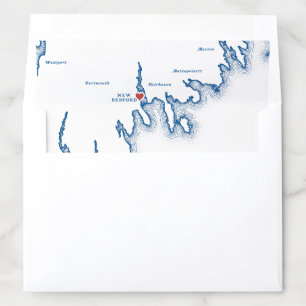 New Bedford MA Map Elegant Navy Blue Wedding Envelope Liner