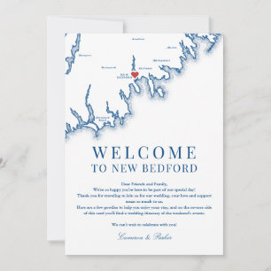 New Bedford MA Wedding Welcome Letter Navy Blue Thank You Card