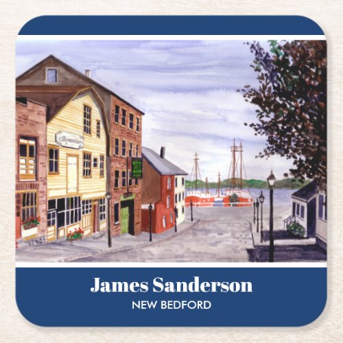 New Bedford Massachusetts New England Painting Square Paper Coaster