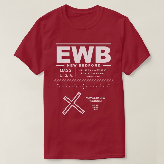 New Bedford Regional Airport EWB T-Shirt (Design Front)