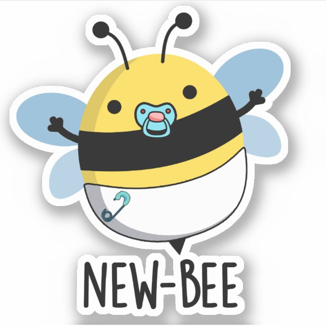 New Bee Funny Insect Bug Pun  Sticker (Front)