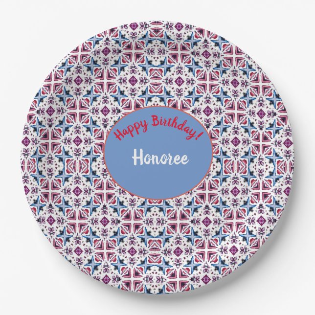 New Beginnings Birthday Pretty Pattern  Paper Plates (Front)