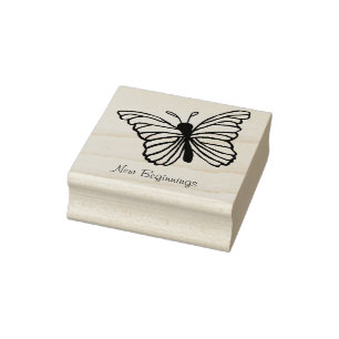 New Beginnings Butterfly Design rubber stamp
