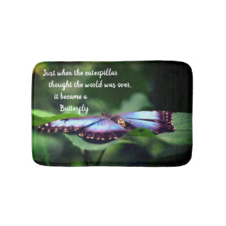 New Beginnings Butterfly Inspirational Quote Bath Mat