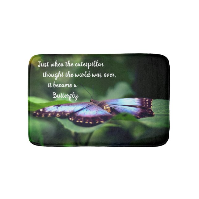 New Beginnings Butterfly Inspirational Quote  Bath Mat (Front)