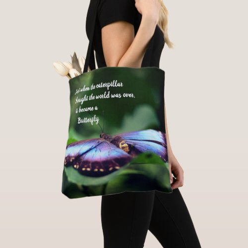 New Beginnings Butterfly Inspirational Quote  Tote Bag