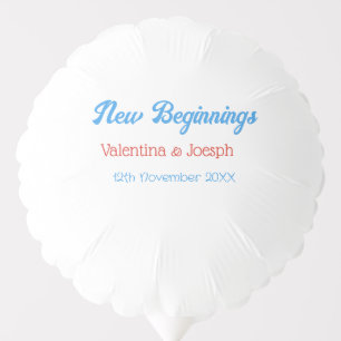 new beginnings couple wedding name date blue retro balloon