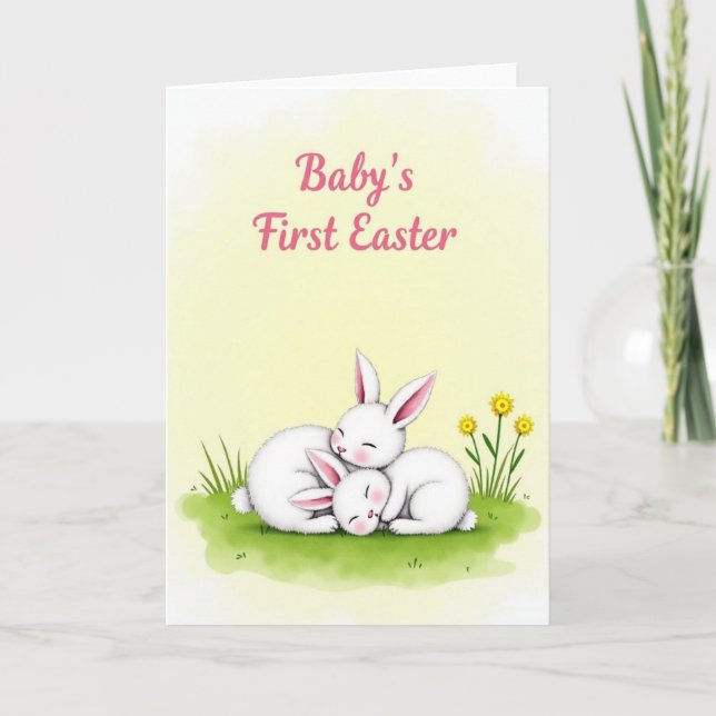 New Beginnings Cute Bunny Card (Front)