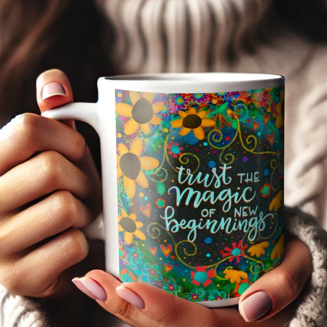 New Beginnings Daisies Pretty Inspirational Coffee Mug (Creator Uploaded)