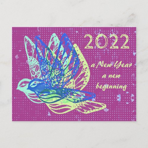 New Beginnings Doves and Peace Happy New Year Postcard