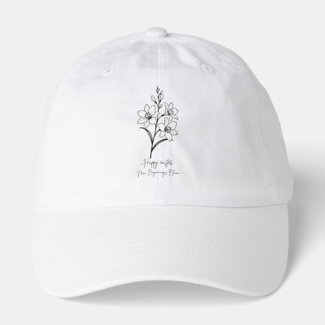 New Beginnings Easter T-Shirt | Minimalist Easter Hat (Front)