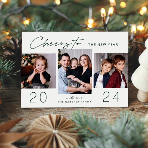 New Beginnings in Frames 3 Photo Cheers to 2024 Holiday Card