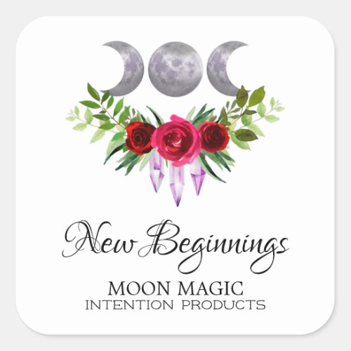 New Beginnings Intention Candle Square Labels