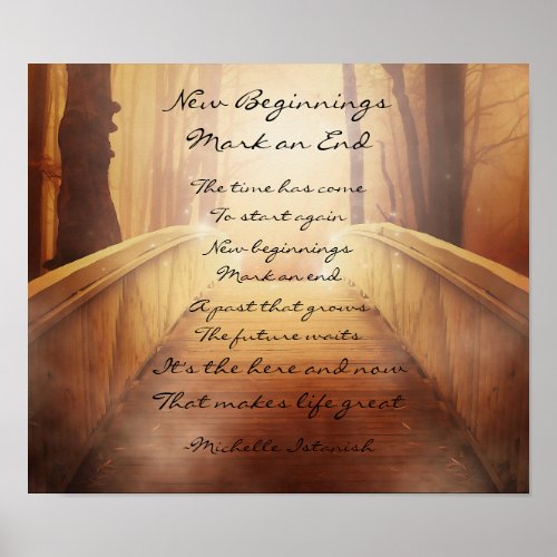 New Beginnings Mark an End  Fantasy Forest Poem Poster