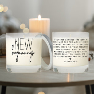 New Beginnings Modern Script Black White Encourage Scented Candle