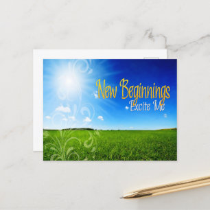 "New beginnings" Motivation Affirmation Postcard