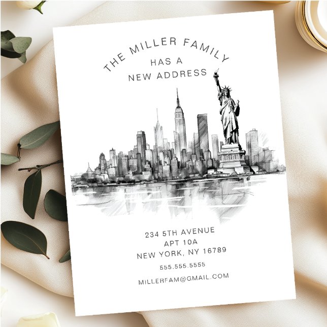 New Beginnings NYC Skyline Moving Announcement  Postcard (Creator Uploaded)