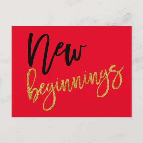 New Beginnings Positivity Quote Red Postcard