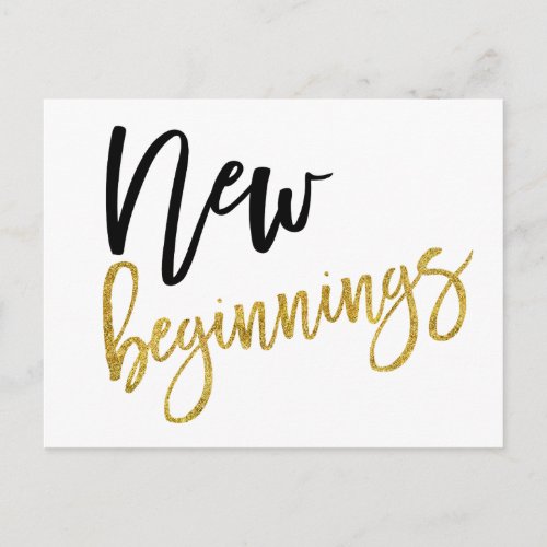 New Beginnings Positivity Quote White Postcard