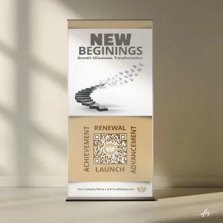 New Beginnings Retractable Banner with QR Code