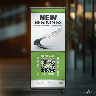 New Beginnings Retractable Banner with QR Code