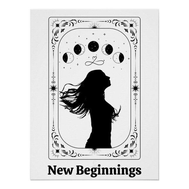 New Beginnings Tarot Card Celestial Mystical Witch Poster (Front)