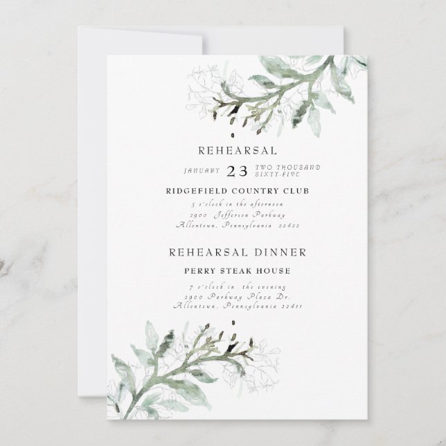 New Beginnings Watercolor Rehearsal Invitation (Front)