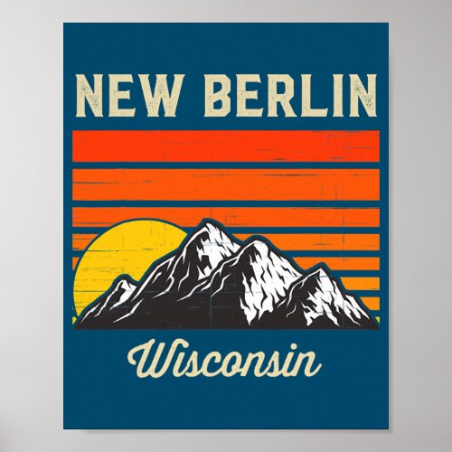 New Berlin Wisconsin Retro City State USA  Poster
