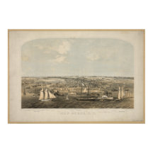 New Bern North Carolina 1864 Antique Panoramic Map