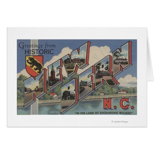 New Bern, North Carolina - Large Letter Scenes Cards (Front Horizontal)