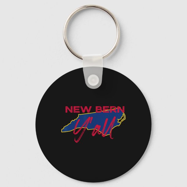 New Bern North Carolina Y'all Nc Pride State Map C Keychain (Front)