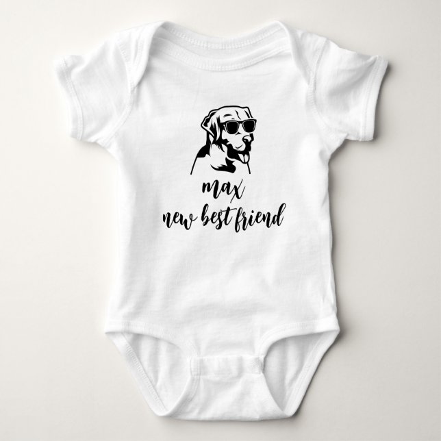 New best friend Personalized Dog Name Baby Gift Baby Bodysuit (Front)