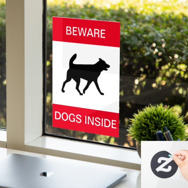 NEW! Beware Dog Inside - Window Cling (Office)