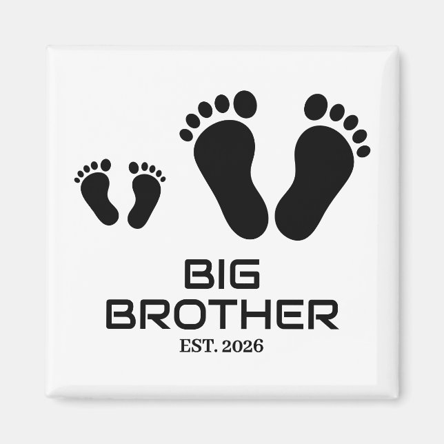 New Big Brother Little Footprints Est Date Magnet (Front)
