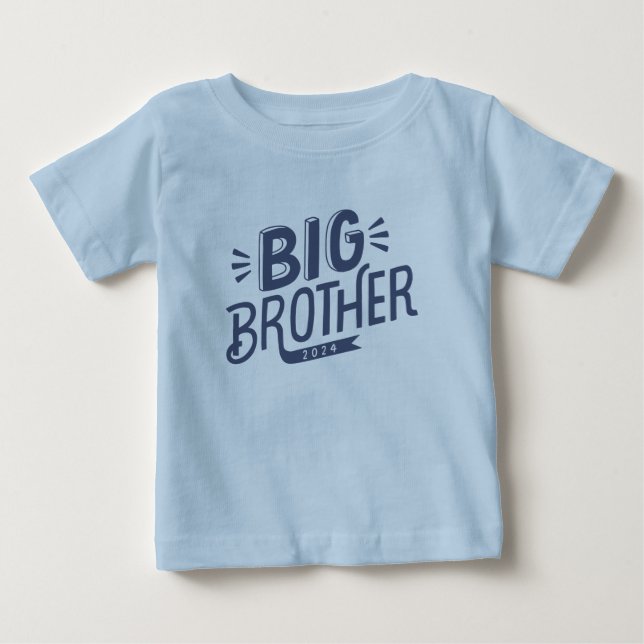New BIg Brother To Be Navy Hand-lettered Baby T-Shirt (Front)