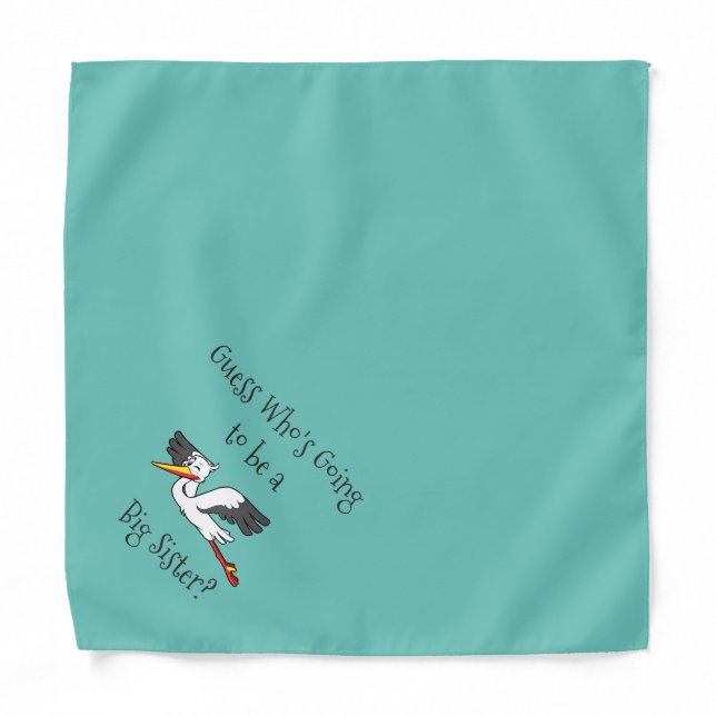 New Big Sister and Stork Teal Pet Bandana (Front)
