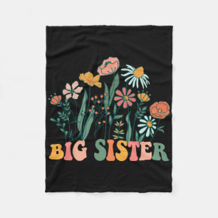 New Big Sister Wildflower First Birthday & Bab Fleece Blanket