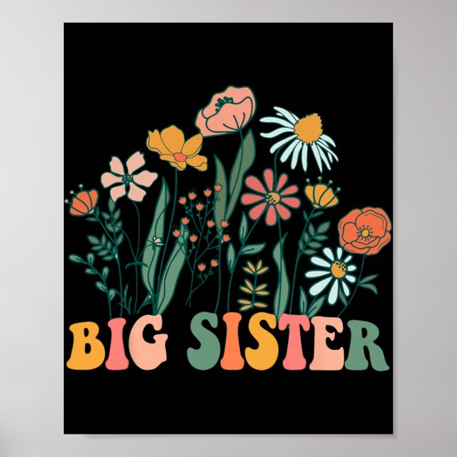 New Big Sister Wildflower First Birthday &amp; Bab Poster (Front)